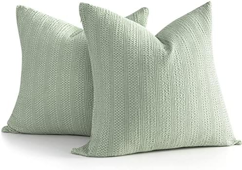  Cocoploceus 26x26 Pillow Covers Boho Euro Shams Set Of 2 Decorative Throw Pillow Covers Cotton Large Square Pillowcase For Couch Bed, Sage Green