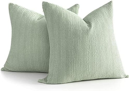 Cocoploceus 26x26 Pillow Covers Boho Euro Shams Set Of 2 Decorative Throw Pillow Covers Cotton Large Square Pillowcase For Couch Bed, Sage Green