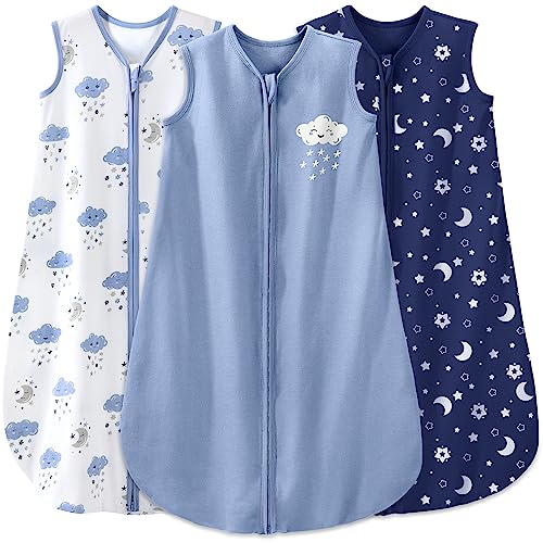  Yoofoss Baby Sleep Sack 0-6 Months Baby Wearable Blanket 100% Cotton 2-Way Zipper TOG 0.5 Toddler Sleeping Sack 3 Pack, Comfy Soft Lightweight Sleep Sacks For Babies(Small)