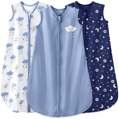  Yoofoss Baby Sleep Sack 0-6 Months Baby Wearable Blanket 100% Cotton 2-Way Zipper TOG 0.5 Toddler Sleeping Sack 3 Pack, Comfy Soft Lightweight Sleep Sacks For Babies(Small)