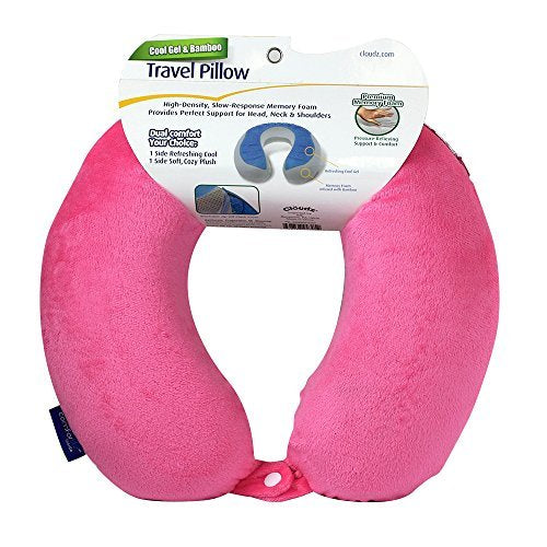  Cloudz Cool Gel Memory Foam Travel Neck Pillow - Pink
