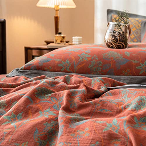  Walnut Four-Piece Set Double-Sided Double Yarn Jacquard Cotton Yarn Nude Sleeper Bedding Sheet Set (Color : A, Size : 200 * 230cm)