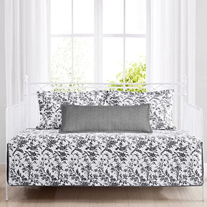  Laura Ashley Home - Daybed Set, Lightweight Bedding With Matching Shams & Pillow Cover, Home Decor For All Seasons (Amberley Black, Daybed)