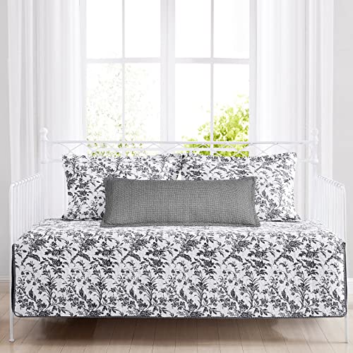  Laura Ashley Home - Daybed Set, Lightweight Bedding With Matching Shams & Pillow Cover, Home Decor For All Seasons (Amberley Black, Daybed)