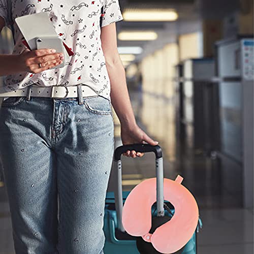  DUANY STORE Neck Pillow For Traveling, Upgraded Travel Neck Pillow For Airplane 100% Pure Memory Foam Travel Pillow For Flight Headrest Sleep, Portable Plane Accessories (Pink)