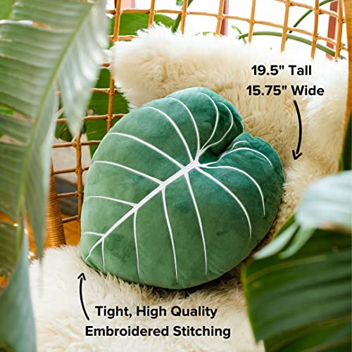  Philodendron Gloriosum Moody Green Leaf Throw Pillow, Decorative, Bed, Flower, Succulent Pillow Great For Plant Lovers, Green Thumb Friends And Family, Accent Decor Leaf Pillow