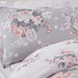  English Rose Duvet Cover With Pillow Case Reversible Floral Bedding Set, Grey Blush White - Single