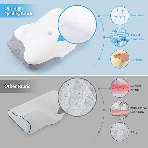  Liipoo Cervical Neck Pillow For Neck And Shoulder Pain Relief With Silk Pillow Cases, Ergonomic Orthopedic Memory Foam Neck Pain Pillow,Contoured Support Pillows For Side,Back And Stomach Sleepers