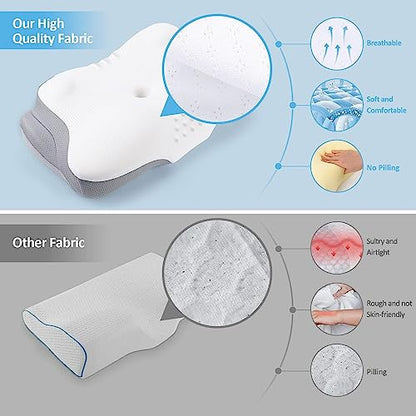  Liipoo Cervical Neck Pillow For Neck And Shoulder Pain Relief With Silk Pillow Cases, Ergonomic Orthopedic Memory Foam Neck Pain Pillow,Contoured Support Pillows For Side,Back And Stomach Sleepers