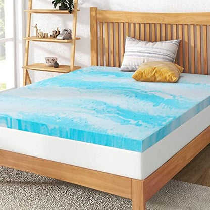  IULULU Twin 3 Inch Gel Memory Foam Mattress Topper Size, CertiPUR-US Certified, Blue