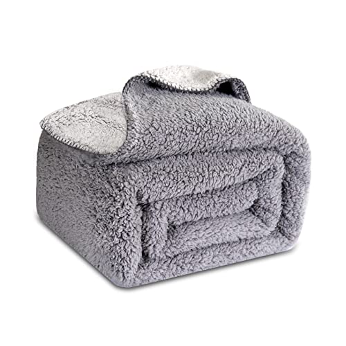  Sherpa Thick Blanket, Double Side Sherpa Fleece Blanket, Cozy Warm Sherpa Throw Blanket In The Whole Winter. Fuzzy Fluffy Soft Twin Size Grey Blanket Suitable For Couch Bed(60"x80")