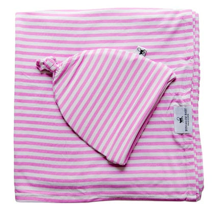  BUNGALOW BABY Swaddle Set - Premium Bamboo Viscose Baby Swaddle Blanket & Hat Set, Baby Boy, Baby Girl, Unisex, Newborn Swaddle, Bamboo Blanket, Stocking Suffer For Baby (Dash/Black & White)