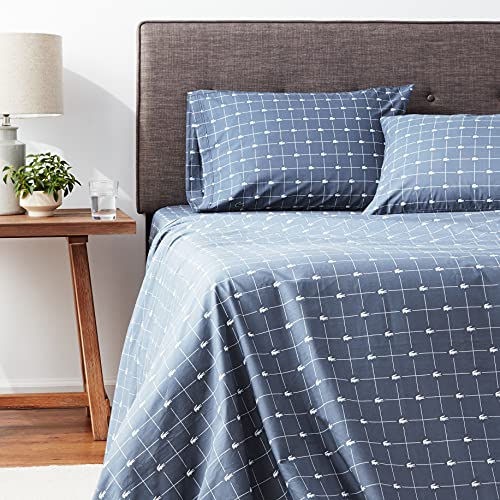  Lacoste 4-Piece Cotton Sheet Set, Slice, Vintage Indigo, Queen