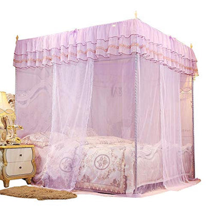 Mumusuki Bedding Net Bed Canopy Lace Luxury 4 Corner Luxury Princess Post Bed Curtain Canopy Netting(S)