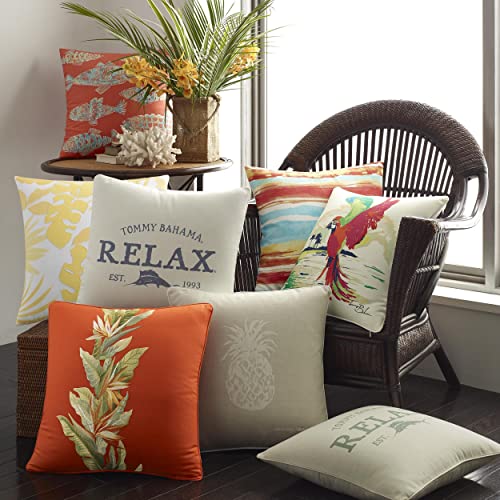 Tommy Bahama Row Pillow Soft Cotton Bedding, Stylish Tropical Home Decor, 20 In X 20 In, Birds Of Paradise Orange