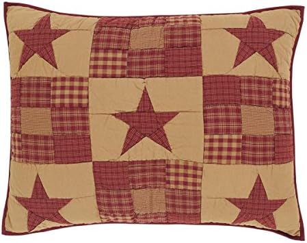  Ninepatch Star Standard Pillow Case With Applique Border Set Of 2 21x30 Country Bedding Accessory, Burgundy