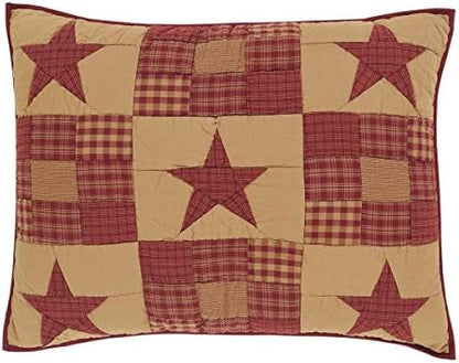  Ninepatch Star Standard Pillow Case With Applique Border Set Of 2 21x30 Country Bedding Accessory, Burgundy