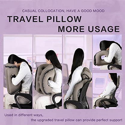  Kimiandy Inflatable Travel Pillow,Inflatable Neck Air Pillow For Sleeping To Avoid Neck And Shoulder Pain,Used For Airplanes/Cars/Buses/Trains/Office Napping (Dark Grey)