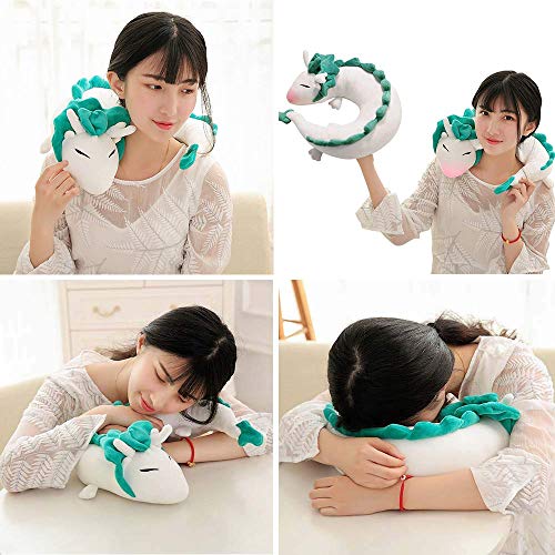  Tieesa White Dragon U Pillow-Anime Cute White Dragon Neck Pillow U-Shaped Travel Pillow Lovely Dragon Soft Stuffed Plush Toy For Children, Lovers, Friends