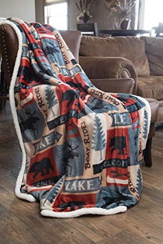  Wrangler Stars & Stripes USA American Flag Sherpa Fleece 54x68 Throw Blanket, 54" X 68", White