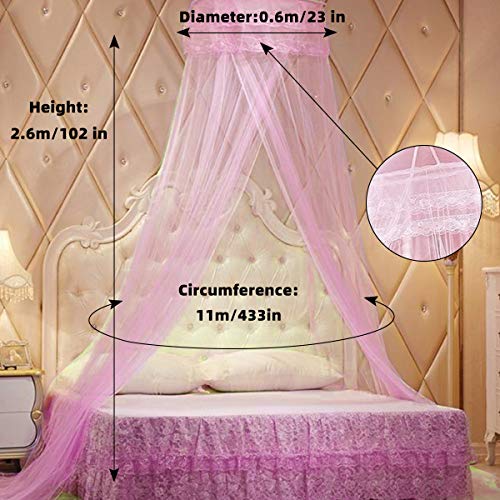  Bed Canopy For Girls Bedroom Decor With Fluorescent Stars Glow In Dark Mosquito Net Canopy Bed Curtains (Pink-Smile)