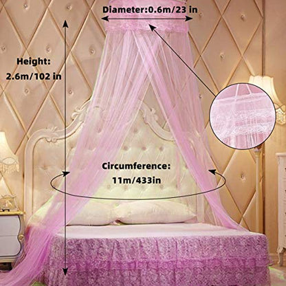  Bed Canopy For Girls Bedroom Decor With Fluorescent Stars Glow In Dark Mosquito Net Canopy Bed Curtains (Pink-Smile)