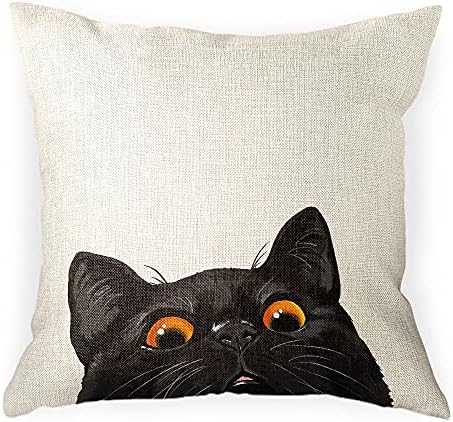  WIRESTER Sofa Pillow Case, Decorative Throw Pillow Cushion Cover For Home Office 18 X 18 Inch, Cute Tuxedo Cat