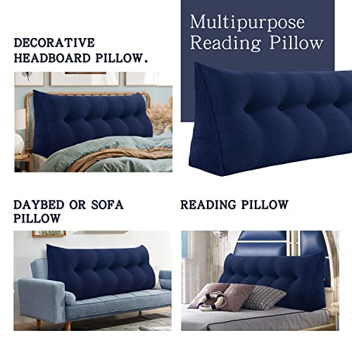 VERCART Wedge Headboard Pillows Bed Wedge Pillow Headboard Wedge Pillow Triangle Pillow Wedge Daybed Pillows Bolster Pillow Headboard With Removable Cover Corduroy Deep Blue Twin