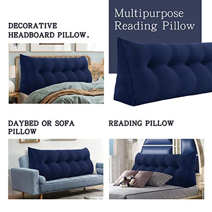  VERCART Wedge Headboard Pillows Bed Wedge Pillow Headboard Wedge Pillow Triangle Pillow Wedge Daybed Pillows Bolster Pillow Headboard With Removable Cover Corduroy Deep Blue Twin