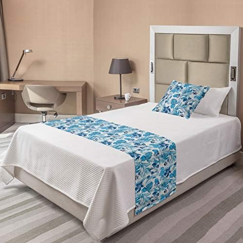  Ambesonne Mandala Bed Runner Set, Circular Pattern Floral And Modern Bohemian Swirling Artwork Print Art, Decorative Bedding Scarf And 2 Pillow Shams For Hotels Homes, King, Purple White