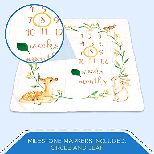  Baby Monthly Milestone Blanket Woodland - Baby Girl Gifts & Baby Boy Gifts - Watch Me Grow Woodland Nursery Décor - European Design - Gender Neutral For Newborn Girl & Boy