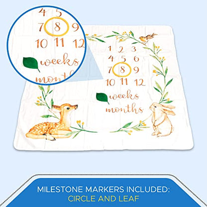  Baby Monthly Milestone Blanket Woodland - Baby Girl Gifts & Baby Boy Gifts - Watch Me Grow Woodland Nursery Décor - European Design - Gender Neutral For Newborn Girl & Boy