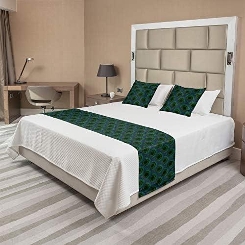  Ambesonne Skull Bed Runner Set, Geometric Skulls And Hearts Crosses Stitch Work Knitted Nordic Pattern Print, Decorative Bedding Scarf And 2 Pillow Shams For Hotels Homes, King, Grey Red Coconut