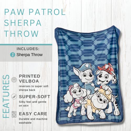  Franco Paw Patrol Soft Premium Plush Sherpa Blanket Throw, 46 In X 60 In, (Official Paw Patrol Product)
