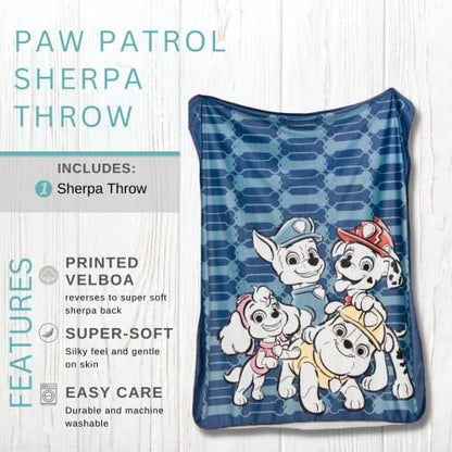  Franco Paw Patrol Soft Premium Plush Sherpa Blanket Throw, 46 In X 60 In, (Official Paw Patrol Product)