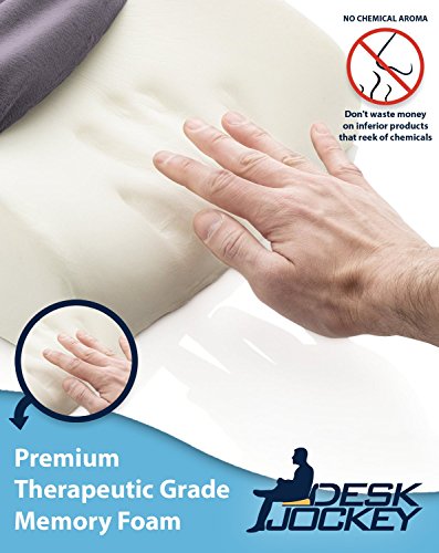  Desk Jockey Back Pillow Lumbar Support - Firm Therapeutic Grade Memory Foam For Driving Car, Office Chairs