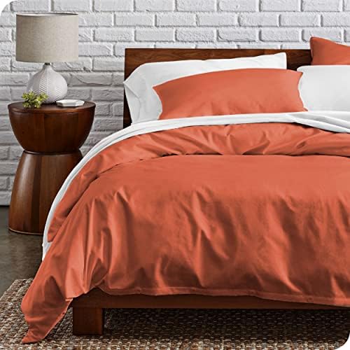  Bare Home 100% Organic Cotton Twin/Twin Extra Long Duvet Cover Set - Crisp Percale Weave - Lightweight & Breathable - Cooling Duvet Cover Set (Twin/Twin XL, Grey)