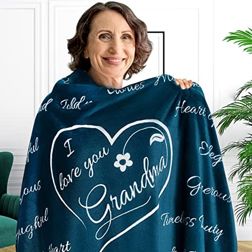  Mothers Day Gifts For Grandma, Gifts For Grandma Blanket, Grandma Gifts From Grandkids, Best Grandma Gifts, Grandma Birthday Gifts From Grandchildren, Throw Blanket 65”x50” (Flowers)