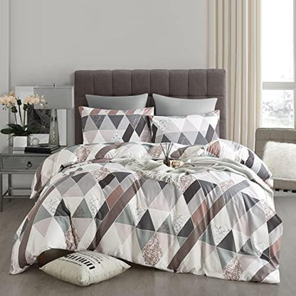  OyoLady Duvet Cover Set Queen Size, 3 Pieces Lightweight Soft Microfiber Bedding Comforter Cover For All Seasons (Queen, 90x90 Inches, Leaf)