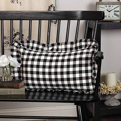  Vintage Check Black King Bed Skirt, 16" Drop, Modern Farmhouse Bedding, Checked Gingham Dust Ruffle