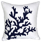  DECOPOW Embroidered Nautical Decor Pillow Cover,Square 18 Inches Decorative Canvas Pillow Cover For Nautical Style Deco By (Navy-Coral)