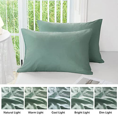  Super Soft Pillowcase - Washed Microfiber Lightweight Pillow Cases Body Size Sage Green 1PCS, Easy Care And Fade Resistant Stain Resistant 20x54 Inches
