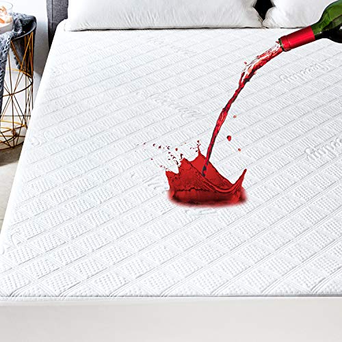  Cooling Mattress Protector Queen Size Mattress Protector Cooling Bamboo Mattress Protector Soft 3D Air Fabric Mattress Pad Cover Sheets Noiseless Mattress Protector