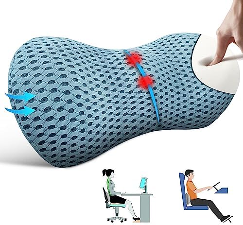  Mirizin Lumbar Support Pillow For Car And Office Chair, Memory Foam Back Support Pillow For Lower Back Pain Relief,4D Mesh Cover Ergonomic Back Cushion For Bed Sleeping,Airplanes,Couch Rest