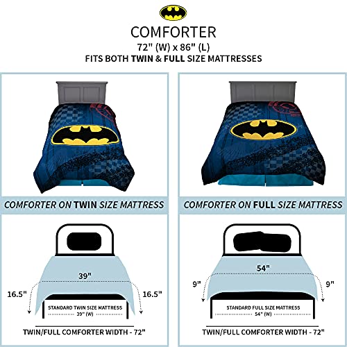  Kids Bedding Super Soft Reversible Comforter, Twin/Full, Batman