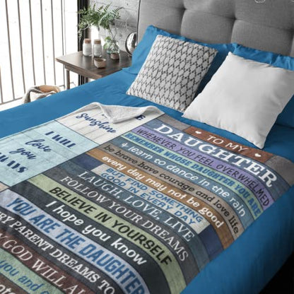  To My Daughter Blanket Gifts From Mom Dad, Valentine's Day Birthday Gifts For Daughter Gifts For Graduation Wedding Christmas Flannel Fleece Warm Cozy Lightweight Throw Blankets For Bed Sofa 50"x60"
