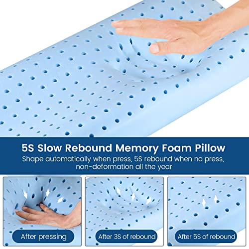 Memory Foam Pillows Neck Pillow Bed Pillow For Sleeping Ergonomic Cervical Contour Pillow For Side Back Stomach Sleeper Pillow For Neck Shoulder Pain