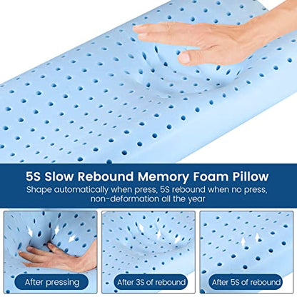  Memory Foam Pillows Neck Pillow Bed Pillow For Sleeping Ergonomic Cervical Contour Pillow For Side Back Stomach Sleeper Pillow For Neck Shoulder Pain