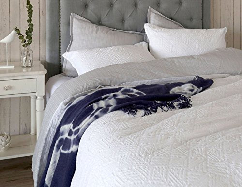  Meadow Park Matelasse Duvet Cover Set, 100% Cotton, Pre-Washed, Soft & Cozy, Woven Jacquard Textured, Modern Geo Design Bedding Set, King, White