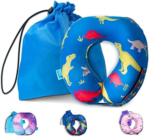  Byron's Games Kids Memory Foam Neck Pillow With Adjustable Strap Offering 360° Support. Add Comfort To Airplane Or Car Journeys With The Toddler Travel Pillow. Machine Washable Cover (Galaxy)